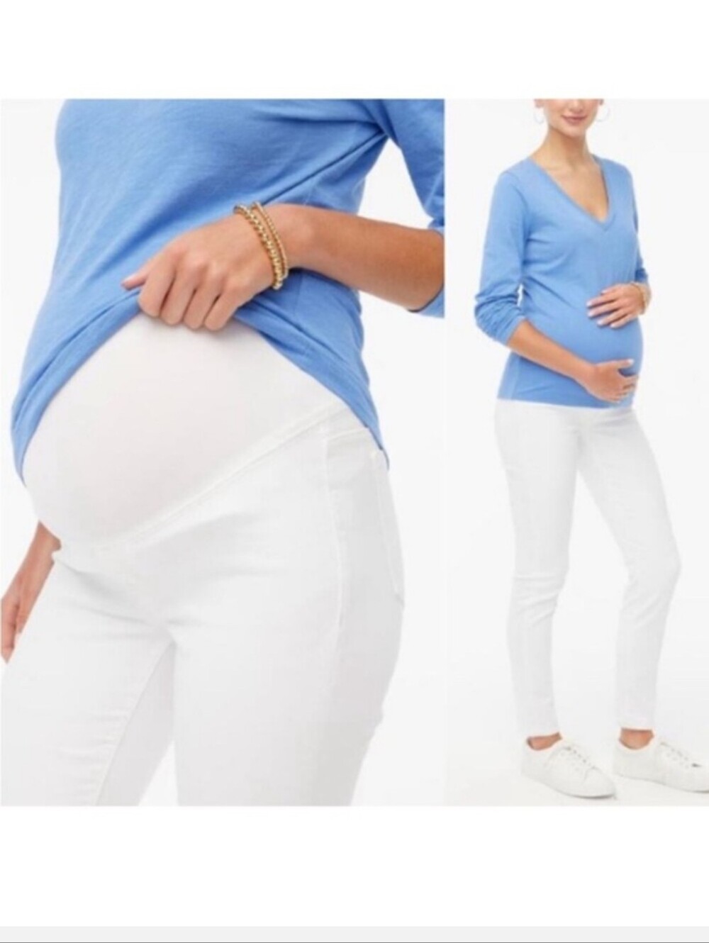 J.Crew Jeans White Denim Maternity Signature Stretch Casual White Size 24